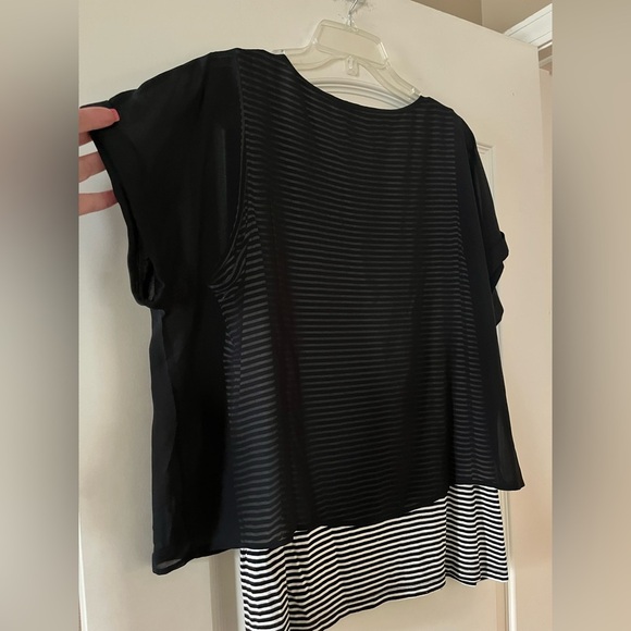 Chico’s Black and White Striped Women's Tank with Polyester Black overlay Large - Picture 3 of 13